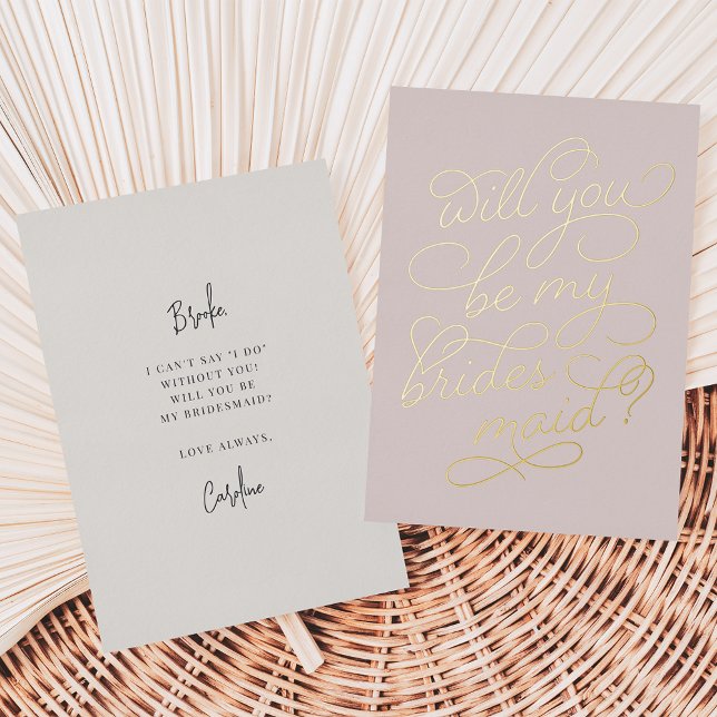 Invitation En Aluminium Flourver Script Be My Bridesmaid Foil Card (Créateur téléchargé)