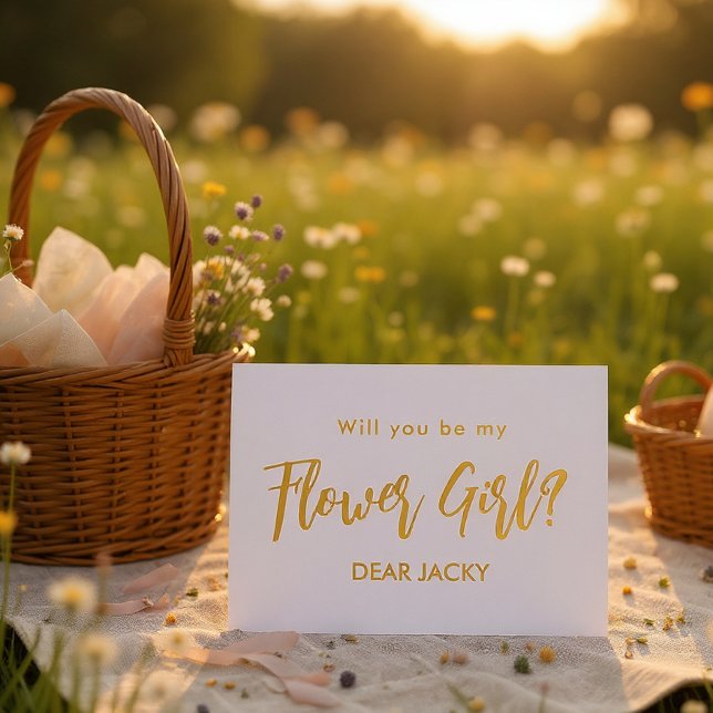 Invitation En Aluminium Flower Girl Gold White  (Créateur téléchargé)