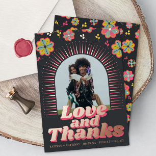 Invitation En Aluminium Flower Power 70's Retro Groovy Wedding Thank You