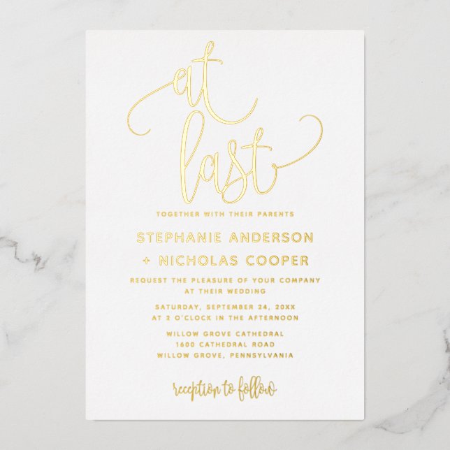 Invitation En Aluminium Foil À Dernier Lovely Script Typography Mariage (Recto)
