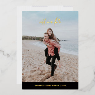 Invitation En Aluminium Foil All Our Love Valentine's Day Card - Noir