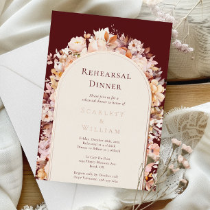 Invitation En Aluminium FOIL Automne Bourgogne Arc Mariage Dîner de répéti