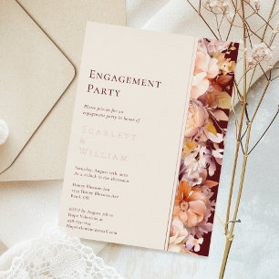 Invitation En Aluminium FOIL Automne Bourgogne Crème Moderne Engagement Pa