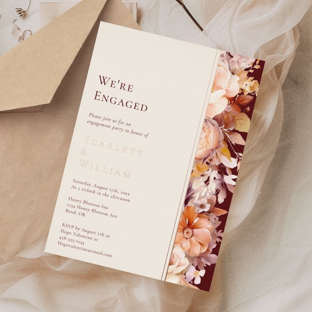 Invitation En Aluminium FOIL Automne Floral Bourgogne Moderne Nous sommes  (Créateur téléchargé)