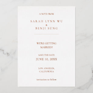 Invitation En Aluminium Foil & Blanc Minimaliste Moderne 2 V2 Save The Dat