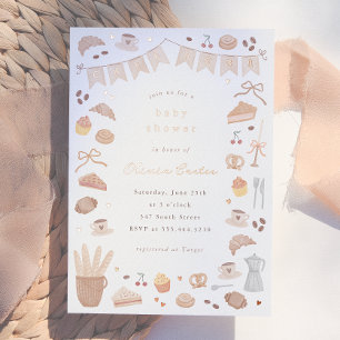 Invitation En Aluminium Foil Cafe Bebe Aquarelle Baby Shower