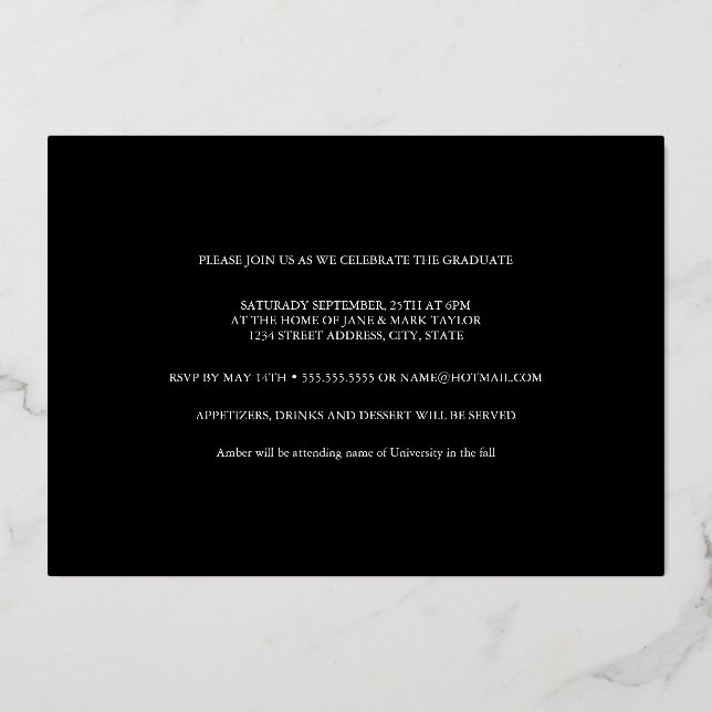 Invitation En Aluminium Foil Confetti, Rose moderne, fête d'obtention d'un (Verso)