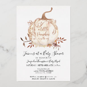 Invitation En Aluminium Foil Doré une Petite Fleur de Citrouille Baby Show