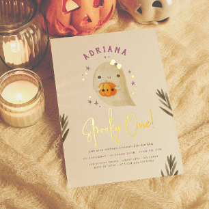 Invitation En Aluminium Foil Éffrayant Une Fille Halloween Premier anniver