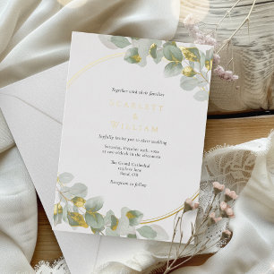 Invitation En Aluminium FOIL Eucalyptus Verdure Gold Sage Mariage moderne