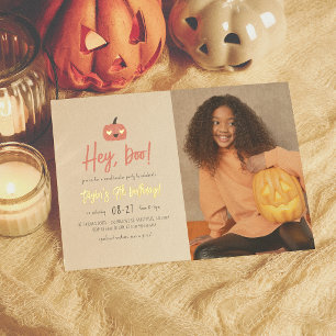 Invitation En Aluminium Foil Hey Boo Moderne Halloween Boho Anniversaire P