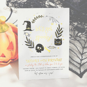 Invitation En Aluminium Foil Let's Get Spooky Fête d'anniversaire Hallowee