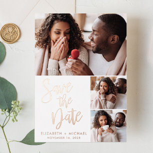 Invitation En Aluminium Foil photo moderne Enregistrer la date Annonce