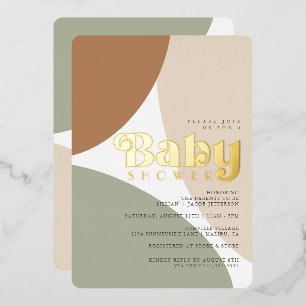 Invitation En Aluminium Foil pour Baby Shower Bohème Minimaliste Simple au