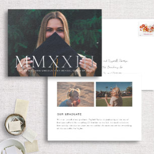 Invitation En Aluminium Foil Roman Numeral Photo Graduation Annonces