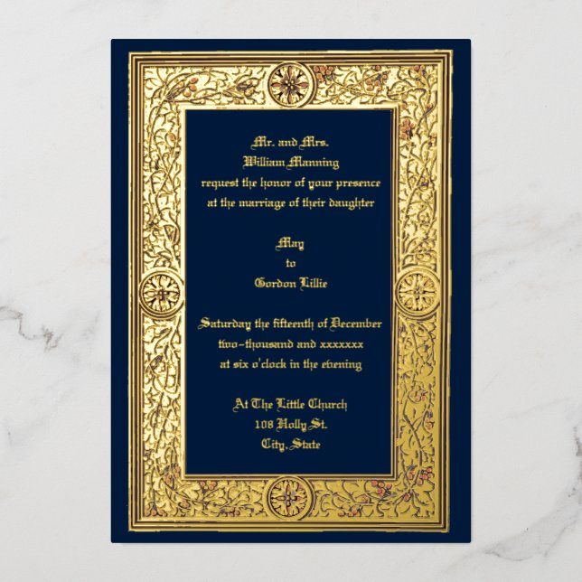 Invitation En Aluminium Foliage et baies de l'époque victorienne par Anton (Recto)