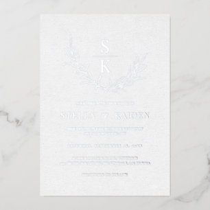 Invitation En Aluminium Foliage moderne Feuille Line Art Mariage élégant