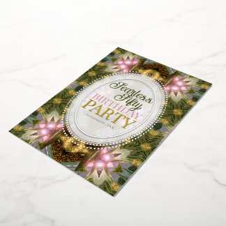 Invitation En Aluminium Forest Magic Green Gold Pink Party