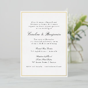 Invitation En Aluminium Formel Classic Bordure Or Élégant Chic Mariage