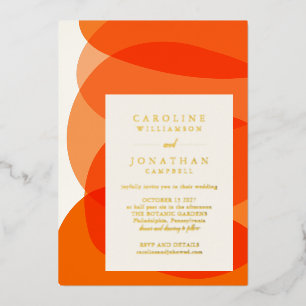 Invitation En Aluminium Formes Abstraites Modernes dans un Mariage Chic Or