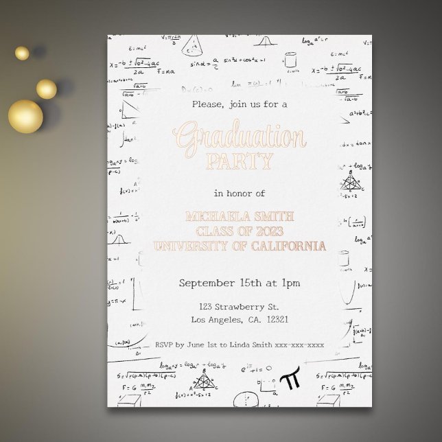 Invitation En Aluminium Formes mathématiques élégantes Diplôme de collège (Créateur téléchargé)