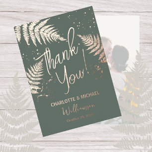 Invitation En Aluminium Fougères de forêt Photo Overlay Mariage Merci