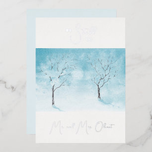 Invitation En Aluminium Fraîcheur d'hiver Vow Renouvellement 25 ans Argent