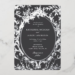 Invitation En Aluminium Français Vintage Élégant Mariage Floral