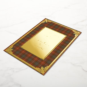Invitation En Aluminium Fraser Rouge Patiné Tartan Gold