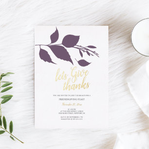 Invitation En Aluminium Friendsgiving automnal violet et blanc