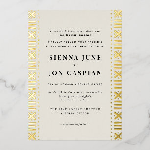 Invitation En Aluminium Frontière Ecru Boho Mudcloth