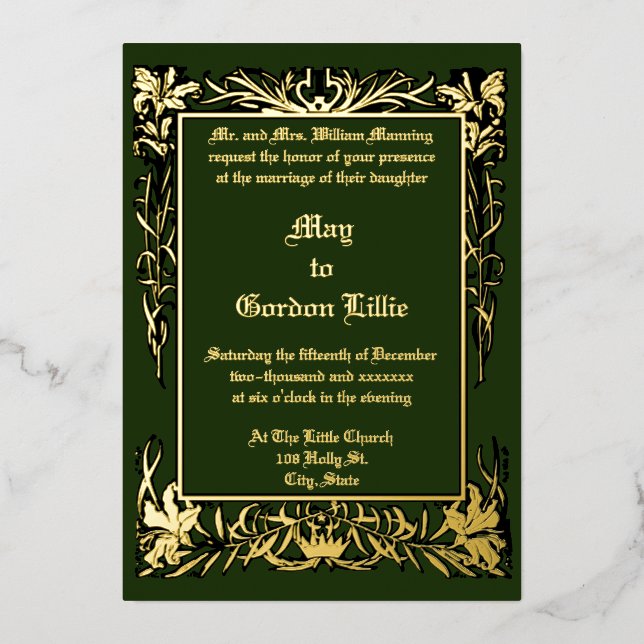 Invitation En Aluminium Frontière florale Art nouveau par H. Nelson Mariag (Recto)