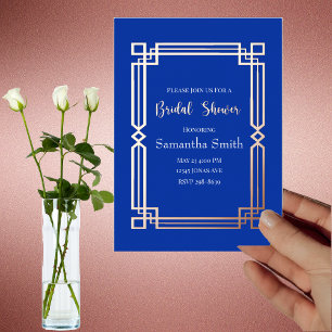 Invitation En Aluminium Frontière or Rose moderne sur la Fête des mariées 