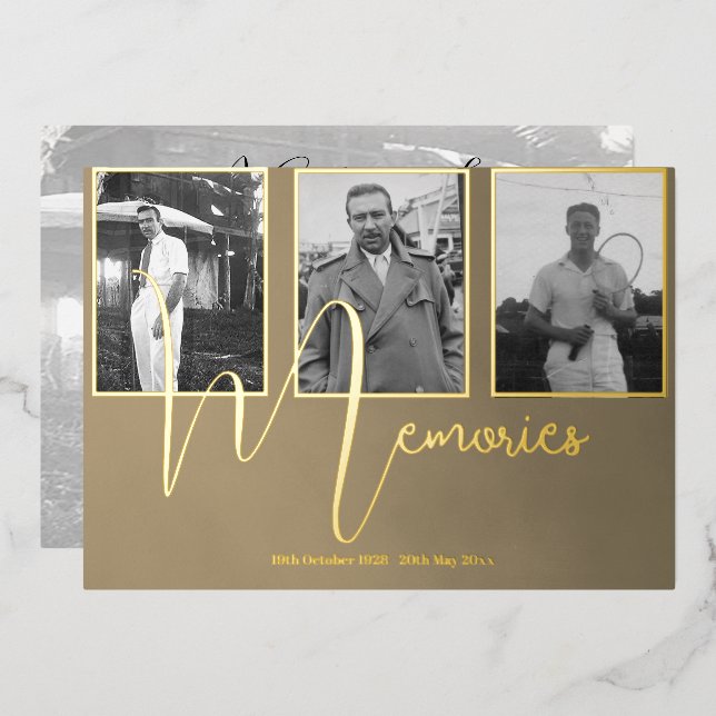 Invitation En Aluminium Funérailles Mémorial moderne 4 Photo (Recto/Verso)