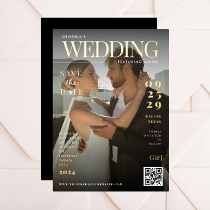 Invitation En Aluminium Funny Magazine Couverture sombre Photo Mariage uni