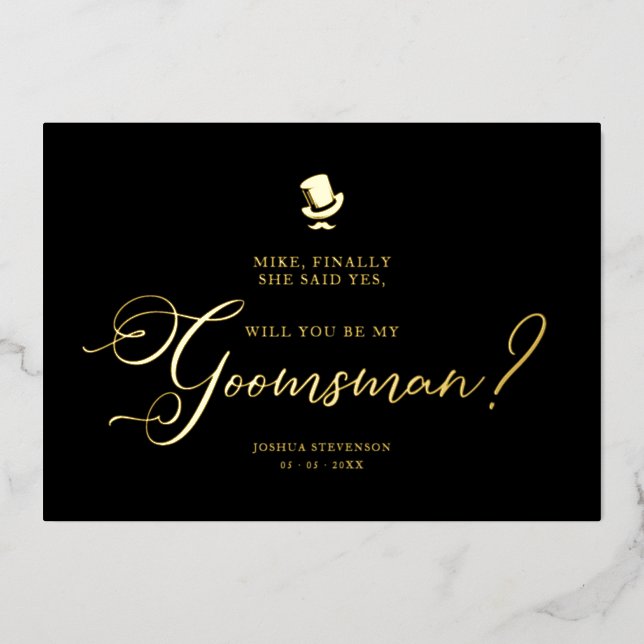 Invitation En Aluminium Funny Wedding Groomsman Minimalist Proposal Card (Recto)