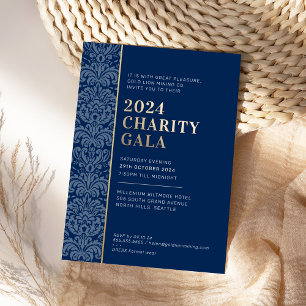 Invitation En Aluminium GALA BALL moderne élégant événement marine bleu or