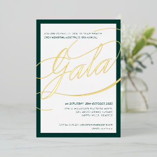 Invitation En Aluminium GALÀ DE CHARITÉ élégant calligraphie formelle vert
