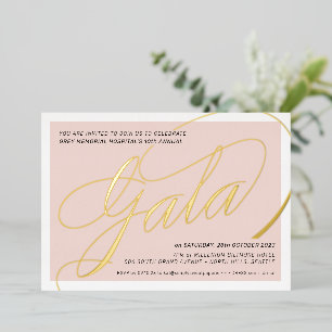 Invitation En Aluminium GALA DE LEVÉE DE FONDS calligraphie élégante rose 