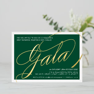 Invitation En Aluminium GALÀ DE LEVÉE DE FONDS calligraphie élégante vert