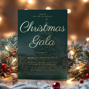 Invitation En Aluminium Gala de Noël d'entreprise Émeraude Or
