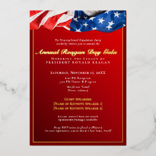 Invitation En Aluminium Gala patriotique de la journée Reagan, collecte de