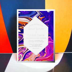 Invitation En Aluminium Galaxie bleue minimale Mauve Abstrait Mariage Arge