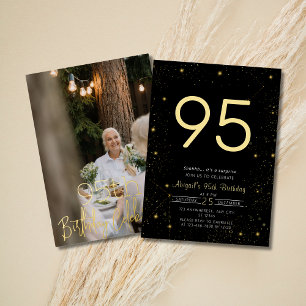 Invitation En Aluminium Galaxy Elegance Photo Black Gold Anniversaire