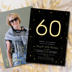Invitation En Aluminium Galaxy Elegance Photo Black Gold Anniversaire