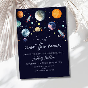 Invitation En Aluminium Garçon Baby Shower Espace Galaxie Au-Delà De La Lu