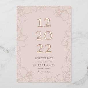 Invitation En Aluminium Gardnia Floral Dusty Rose Enregistrer la date