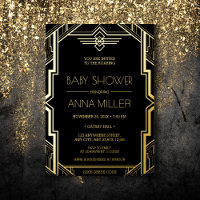 Gatsby Art Déco Baby shower noir et or
