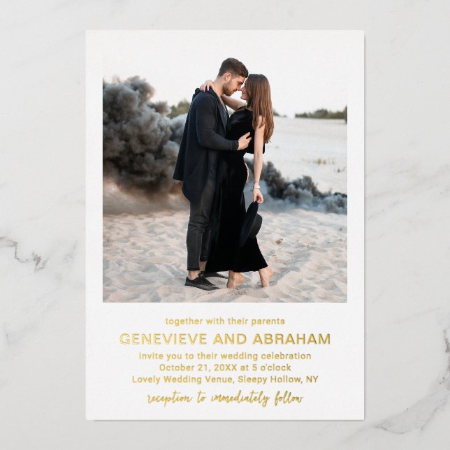 Invitation En Aluminium Genevieve Photo Mariage moderne (Recto)