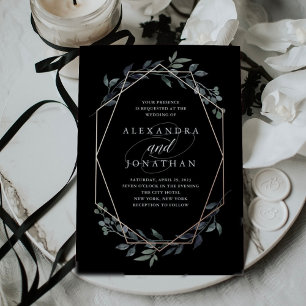 Invitation En Aluminium Geo Black vert   Mariage or Rose